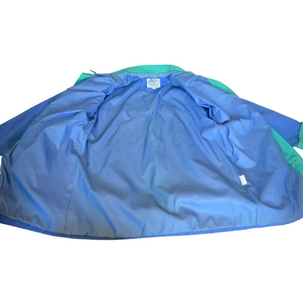 Vintage 80s 90s Current Seen Blue Teal Green Windbreaker Jacket Mens Size Medium